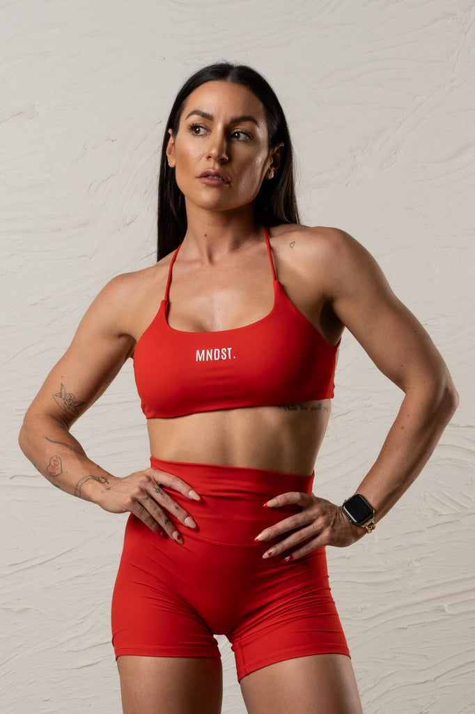 STAPLES V2 STRAPPY SPORTS BRA - VALENTINE'S RED